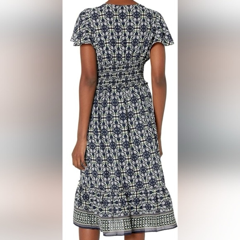 Max Studio Floral Flutter Sleeve Ruffle Midi Dress Size Medium - Picture 2 of 11